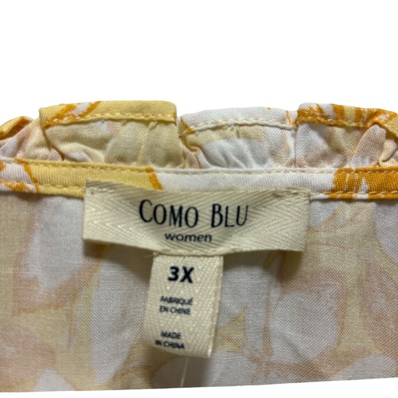 Como Blu Yellow Floral Blouse Size 3X - Picture 5 of 6